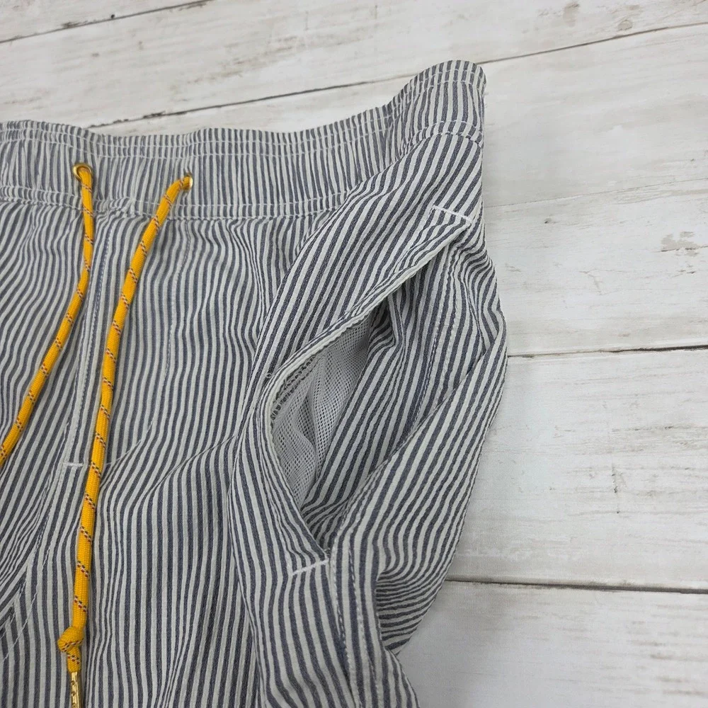 Five Four‎ Swim Trunks Mens 31 Blue White Striped Modern Mesh Lined Drawstring